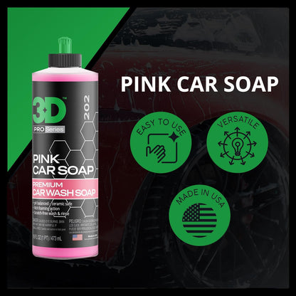 3D Pink Car Soap – 1 Gallon |pH Neutral Car Wash Soap with High Suds & Cherry Scent | Scratch-Free, High Gloss Shine | Safe on Wax & Sealants | Weekly Car Care