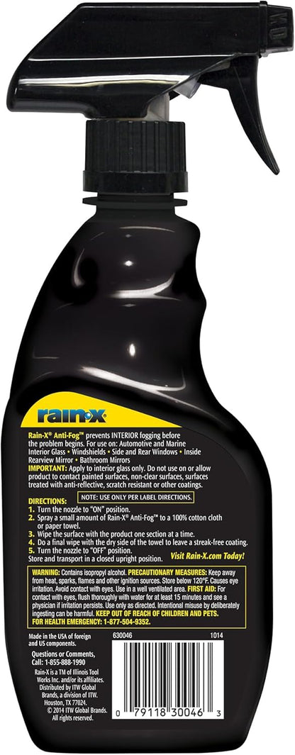 Rain-X AF21106D Glass & Mirrors Anti-Fog Treatment, Prevents Fogging & Steaming on Windshield and Visors, Improves Visibility, Great for Auto & Home