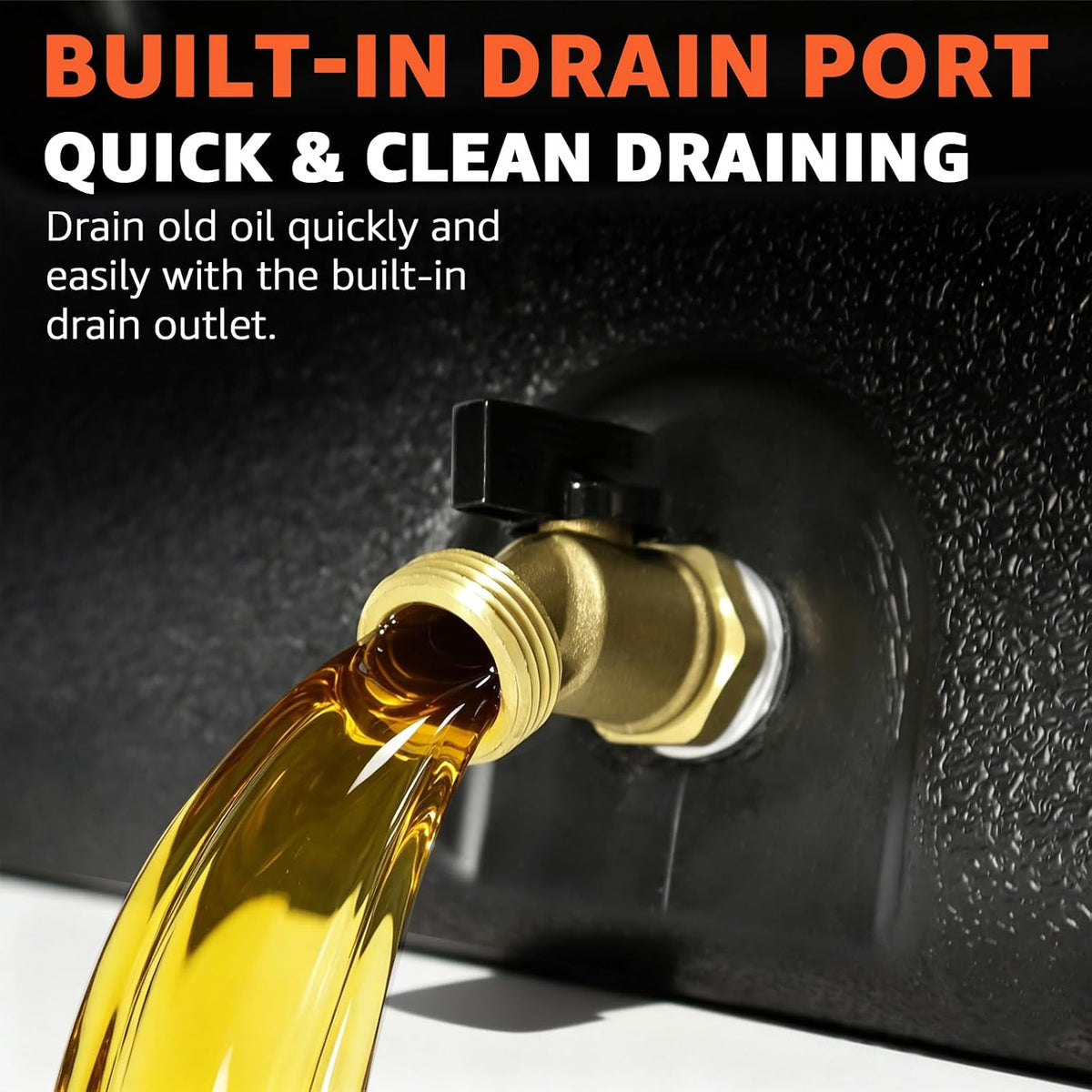 HKTE 2.6Gallon（10L） Oil Drain Pan, Heavy Duty Leak-Proof Low Profile HDPE Container with Wide Mouth Funnel & Reinforced Handles for Cars, SUVs & Trucks