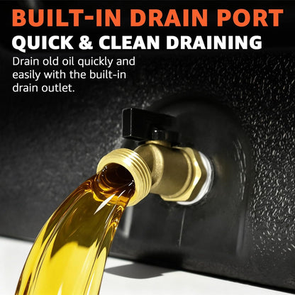 HKTE 2.6Gallon（10L） Oil Drain Pan, Heavy Duty Leak-Proof Low Profile HDPE Container with Wide Mouth Funnel & Reinforced Handles for Cars, SUVs & Trucks