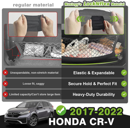 Muslogy Truck Bed Cargo Net Trunk Netting Compatible with 2023-2025 2026 Honda CR-V Accessories, Pickup Cargo Organizer SUV Sedan Storage Net w/Heavy Duty Carabiners - Colors B
