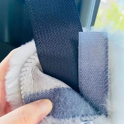 AOGELAN 2 Pack Black Fluffy Fuzzy Genuine Sheepskin Car Seat Belt Cover Pad, Seatbelt Cushion for Soft Auto Lambswool Shoulder Strap Cushion Adults (2, Black)
