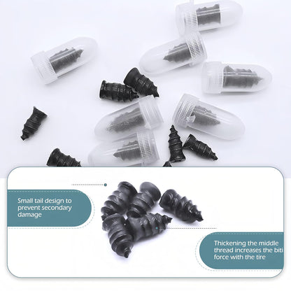 60 PCS Tire Repair Rubber Nail, Vacuum Tire Repair Kits Spiral Rubber Screws, Fast Self-Service Tool for Car, Truck, Motorcycle, Tractor Tire Puncture Repair (Black)