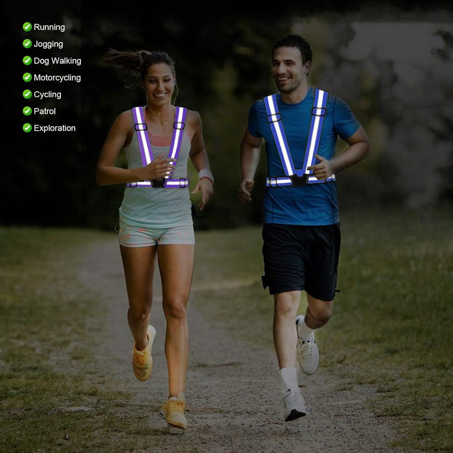 Reflective Vest Running Gear, 2Pack High Visible Safety VES for Cycling Jogging Running Walking, Adjustable for Men Women