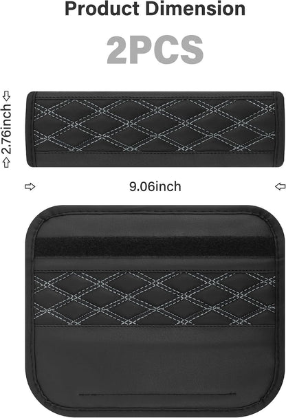 2PCS Car Seat Belt Cover Pads,Leather Seatbelt Covers Protect Shoulder and Neck Car Accessories Interior,Universal Car Seat Strap Pads Car Decorations for Most Cars Trucks (Black/Red)