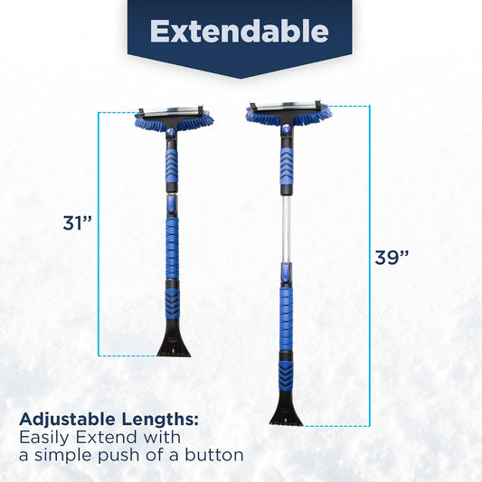 SNOWDRIFT 39" Ice Scrapers for Car Windshield | Snow Brush for Car | Extendable Car Snow Brush and Detachable Ice Scraper | Snow Remover for Cars, SUVs, & Trucks | 180 Degree Rotating Winter Brush