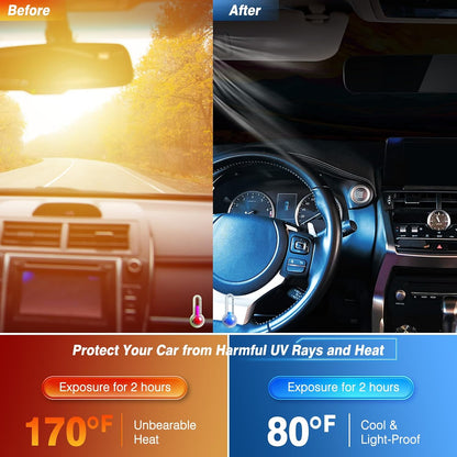 Car Windshield Sun Shade, Foldable Front Window Sunshade Blocks UV Rays, Keep Car Interior Cool, Universal Fit for Hatchback, Truck, SUV, MPV
