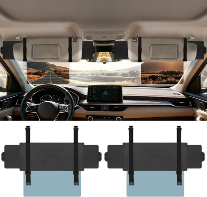 Veharvim Sun Visor Extender for Car (Polarized, UV400, PC Lens, 2 Side Sunshade), Car Visor Extender Sun Blocker, Visor Extender Attachment, Anti-Glare for Safe Driving