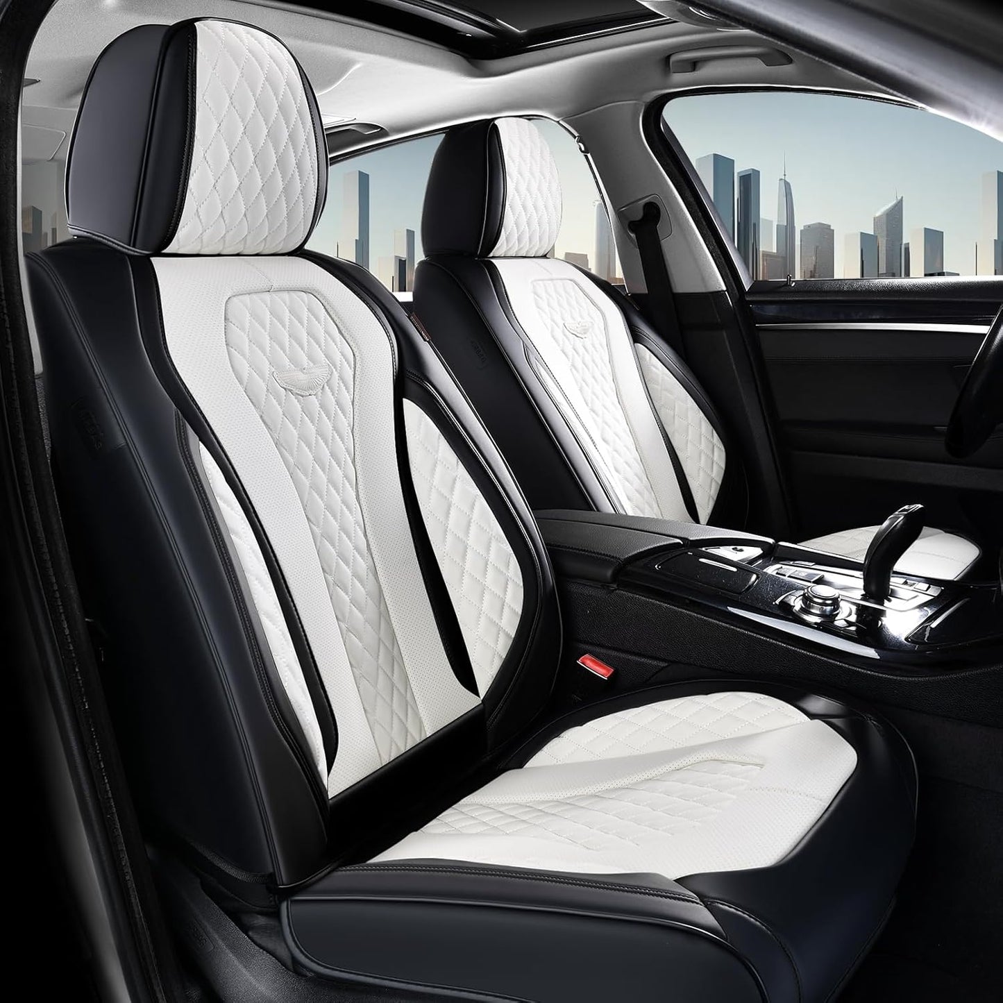 Coverado Seat Covers, Car Seat Covers Full Set, Black Car Seat Cover, Car Seat Covers Front Seats Back Seat Cover, Waterproof Car Seat Cushion, Leather Seat Covers Seat Protector Fit for Most Cars
