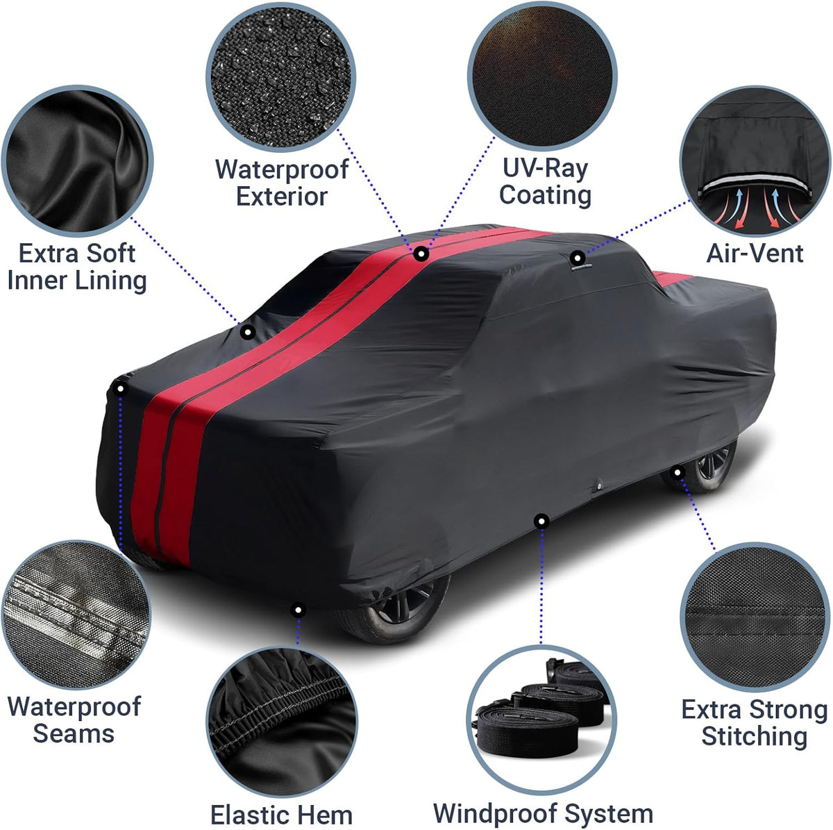 iCarCover 15-Layer Car Cover Waterproof All Weather | Premium Quality Car Covers for Automobiles, UV Protection, El Camino, Impala, Bel Air, Monte Carlo, Galaxie, Charger, Size C21 (See Size Chart) - Colors A