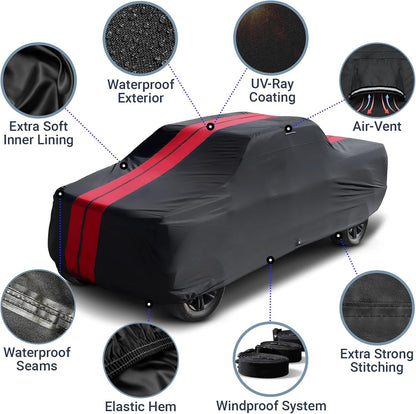 iCarCover 15-Layer Car Cover Waterproof All Weather | Premium Quality Car Covers for Automobiles, UV Protection, El Camino, Impala, Bel Air, Monte Carlo, Galaxie, Charger, Size C21 (See Size Chart) - Colors A