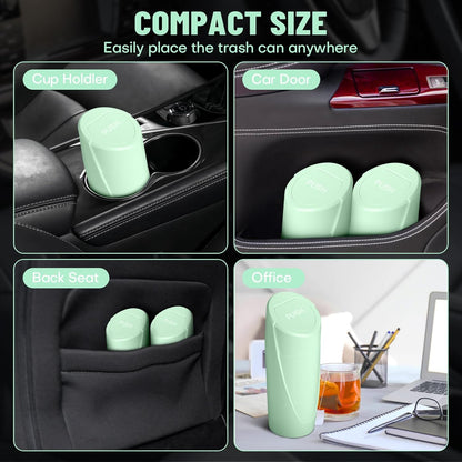 Car Trash Can Bin with Lid - Car Garbage Can Cup Holder - Pink Mini Leakproof Vehicle Garbage Bin with 20pcs Trash Bags - Automobile Organizers and Storage for Front Back Seat Accessories