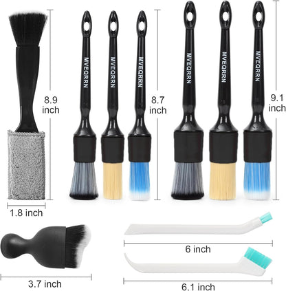 10PCS Car Detailing Brush Set,Boars Hair Car Cleaning Detail Brush kit,Ultra Soft No Scratch Car Dust Brush,Car Interior Detailing Brushes Kit,Detail Brushes Car Detailing for Interior Exterior(green)