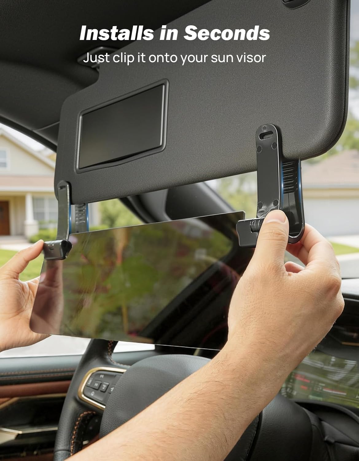 JOYTUTUS Sun Visor Extender for Cars, Polarized Sun Visor Extender Universal Sun Blocker UV400, Adjustable Visor Extension for Car Visor,Double-Clip,Anti Glare Stray Light