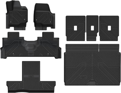 LASFIT Floor Mats for Ford F-150 2021-2026 | F150 Lightning 2022-2025 SuperCrew (Rear w/Fold Flat Storage) Carpet Floor All Weather Car Liners TPE Truck Mats - 1st and 2nd Row, 3pcs Black