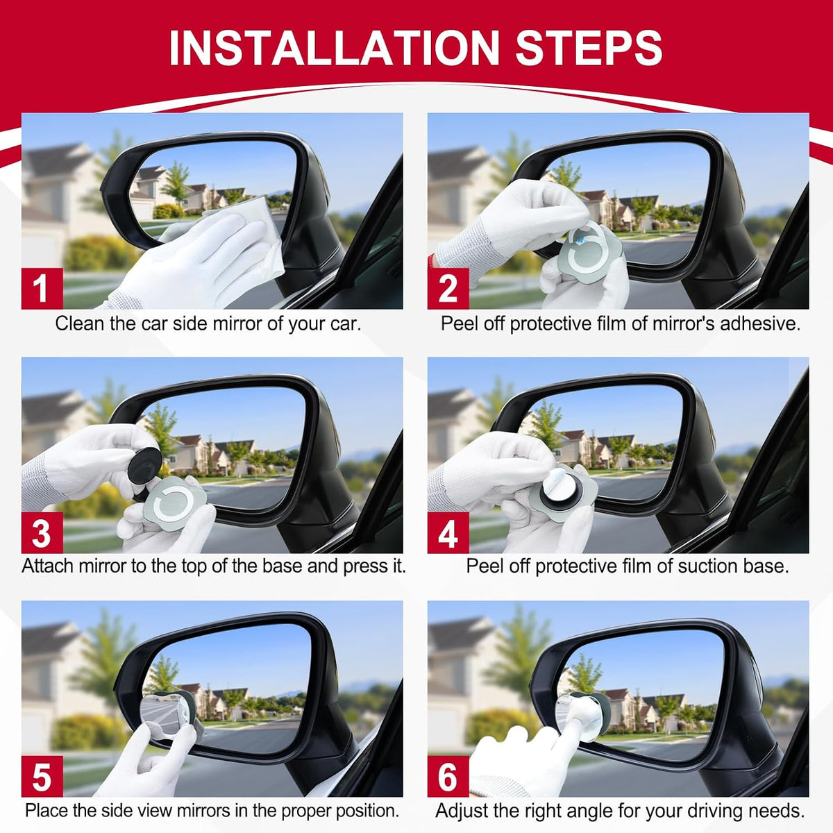 LivTee Blind Spot Mirrors, HD Glass Frameless Convex Rear View Mirrors, Wide Angle Adjustable Stick for Side Mirror, Automotive Exterior Accessories for Car, SUV & Trucks, Pack of 2