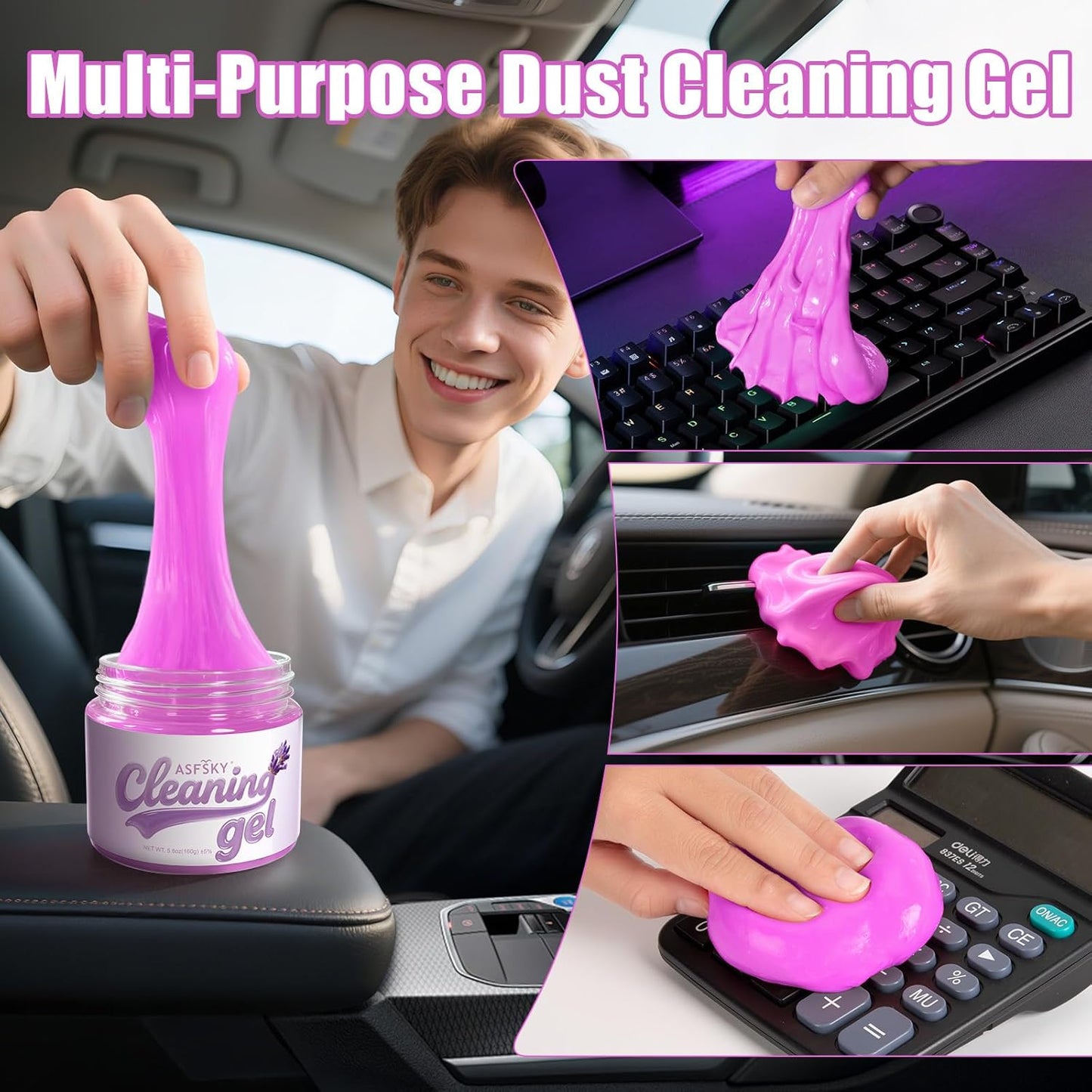 ASFSKY Car Cleaning Gel (Blue,Mint) Cleaning Putty Universal Dust Cleaning Car Interior Cleaner Keyboard Dust Remover Car Slime Gifts for Men Women girl（1 pack）