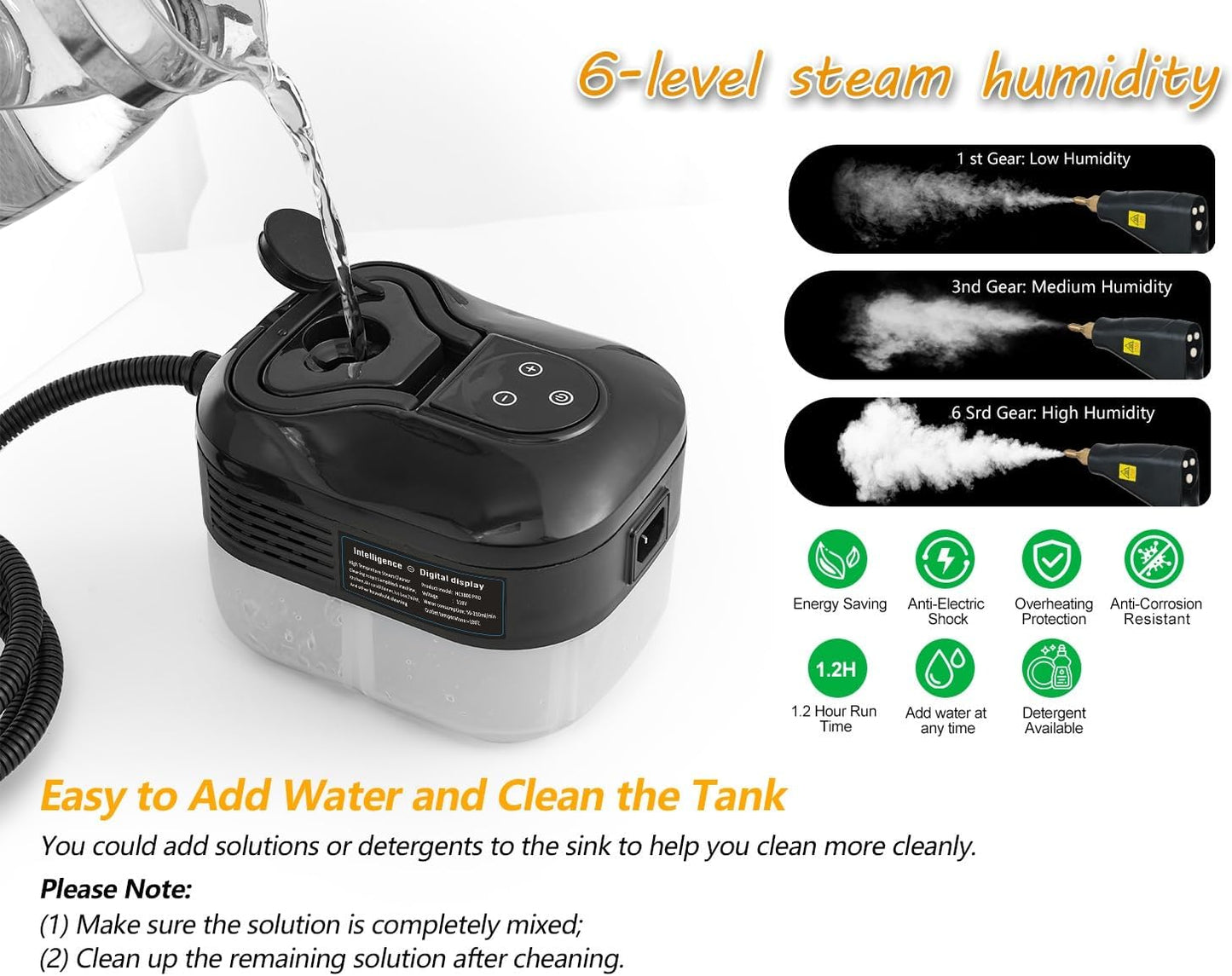 Foandbevi 7 in 1 Steam Cleaner 2500W High Pressure Steamer for Cleaning, Car Steamer Handheld Steam Cleaner for Home Use, Hardwood Floor Steam Cleaner for Upholstery, Kitchen, Bathroom, Grout