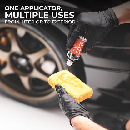 The Rag Company - Premium Grade Terry Microfiber Detailing Applicator Sponges - Versatile Detailing Tool, Extra Absorbent, Able to Withstand Numerous Uses, 3in x 5in, Black (6-Pack)