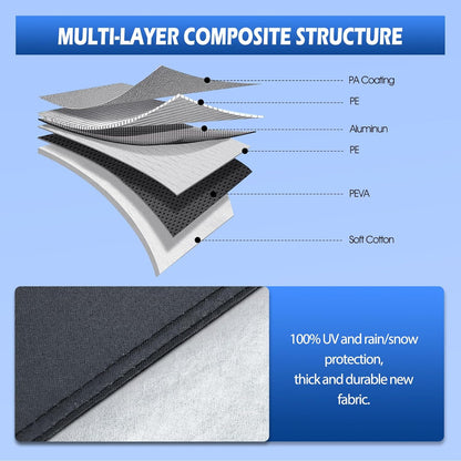 6 Layers Car Cover Waterproof All Weather for Automobiles, Size A3 with Zipper Cotton Fit for Toyota Camry, Honda Accord, Ford Mustang, Chevy Camaro/Malibu,Kia Optima/K5 (187-198 inch)