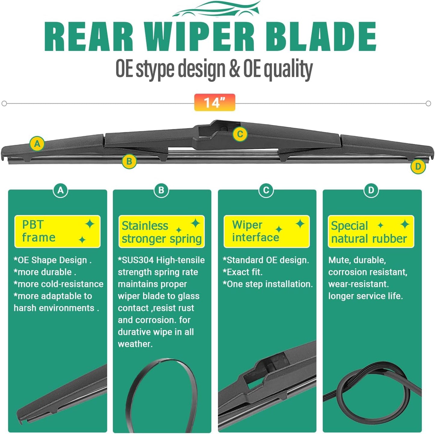 26" 16" 11" Windshield Wiper Blades Replacement for Chevrolet Chevy Trax 2024 2025 2026 Premium All Weather Front Rear Wipers Set - OEM Quality (Pack of 3) - Colors A