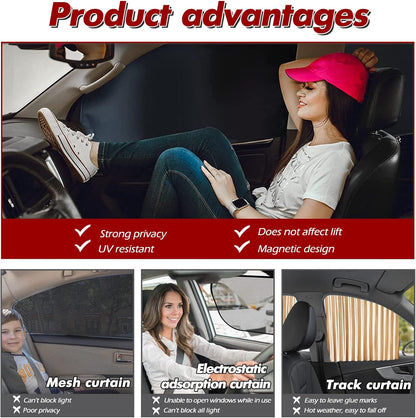 XCBYT Car Window Shades - 4 Pcs Car Privacy Curtains - 100% Block Light Car Window Covers - Magnetic Side Window Sun Shade Keeps Cooler for Breastfeeding, Taking a nap, Changing Clothes, Camping