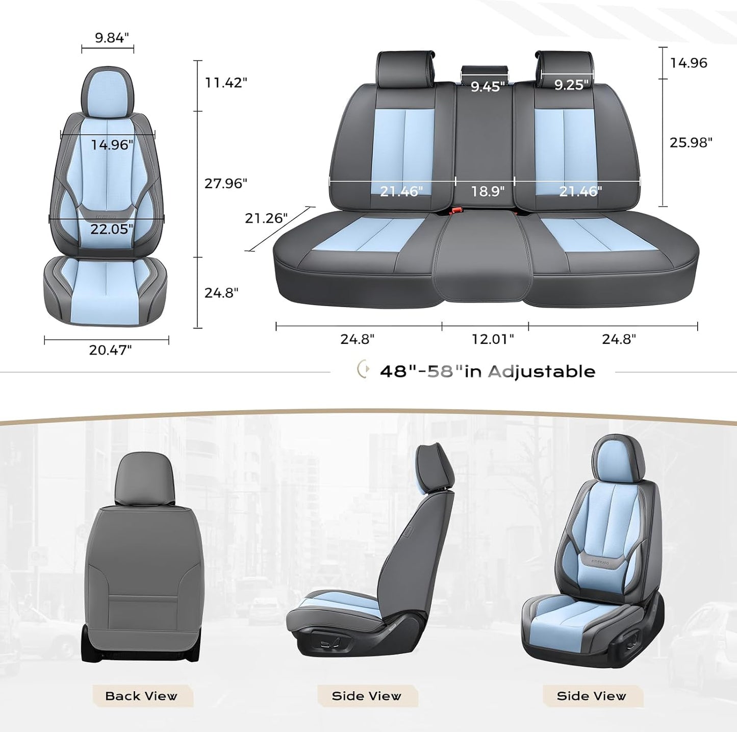 Coverado Seat Covers Full Set, Black Seat Covers for Cars 5 Seats, Car Seat Protector, Waterproof Nappa Leather Car Seat Cushion, Front and Rear Car Seat Cover Fit for Most Sedans SUV Pick-up Truck - Colors A