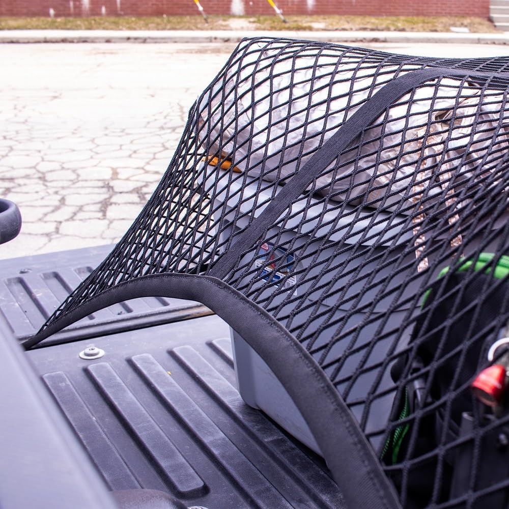 Highly Elastic Cargo Net, Simple Truck Bed Cargo Mesh Organizer, Suitable for Daily Light Loads of Trucks, 4'x4' Stretches to 7'x7' (Single Layer)