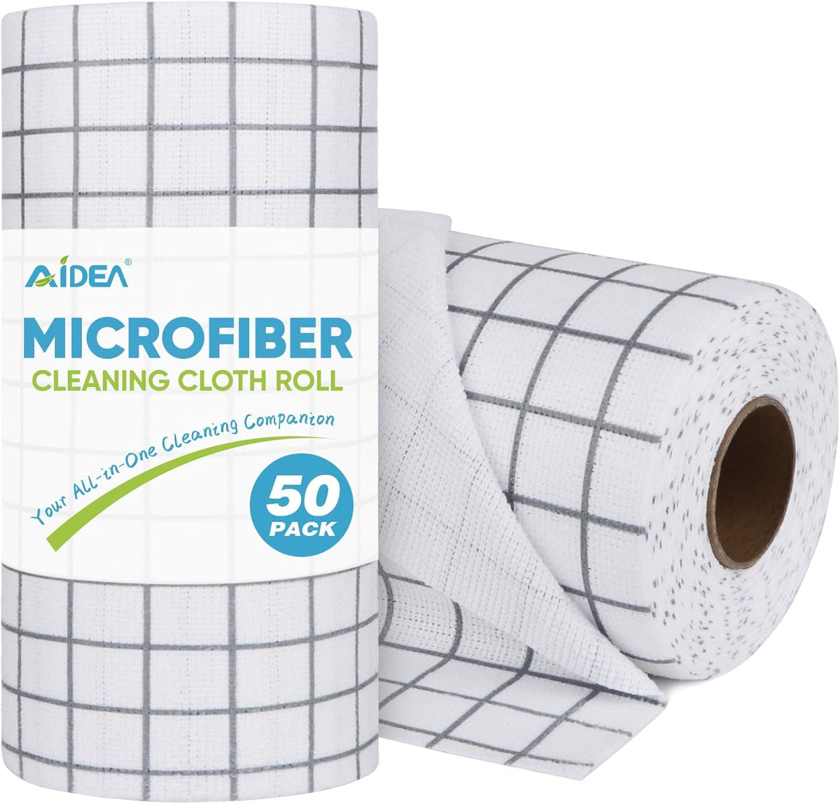 AIDEA Microfiber Cleaning Cloth Roll, Grey 75PK, Reusable Paper Towels Tear Away Cloth, Microfiber Towels for Cars, Wash Cloths, Lint Free Rags for House, Kitchen,Window,Cleaning Supplies 11.5"×11.5"