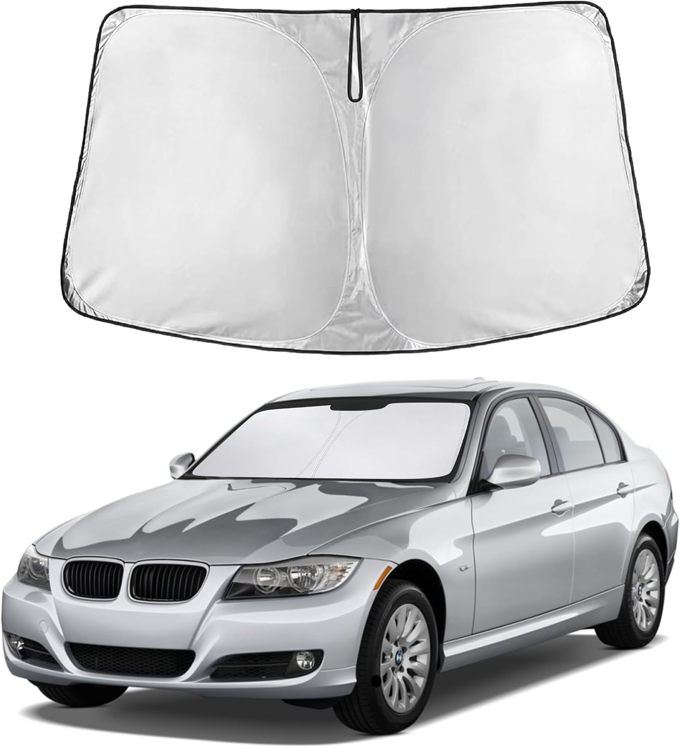 EcoNour Car Windshield Sun Shade | 2025 Upgraded Innovative No-Light-Pass Technology for Maximum Coverage | Foldable Sun Shade Keeps Your Vehicle Cool | Must-Have Car Accessories | Small (59" x 29") - Colors M