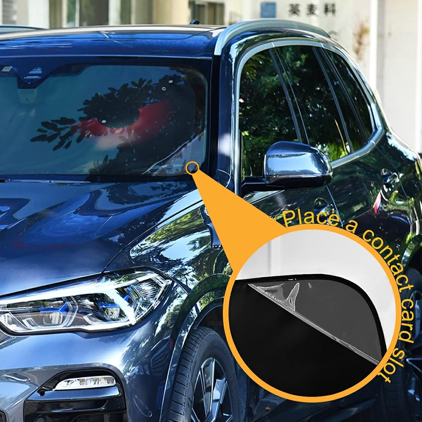 Black Leopard Car Windshield Sun Shade Animal Skin Print Foldable UV Ray Sun Visor Protector Sunshade to Keep Your Vehicle Cool (51" x 27.6")