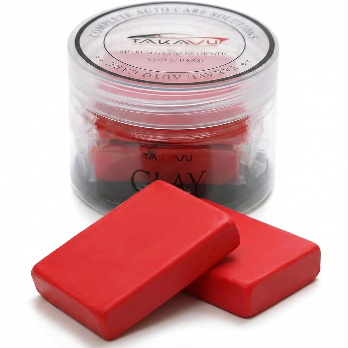 Car Clay Bars Auto Detailing 2 Pack 100g by TAKAVU, Premium Medium Grade Material, Auto Detailing Magic Clay Bar Cleaner for Cleaning Cars, RV, Boats and Bus (Red)