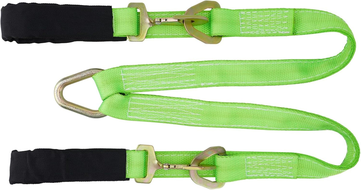V-Bridle Strap 2" x 4' w/Snap Hooks/Cordura Sleeve and Axle Strap, D Ring Middle, 4700 lbs Capacity Heavy-Duty Tow Straps for UTV ATV Truck Car Tractor SUV