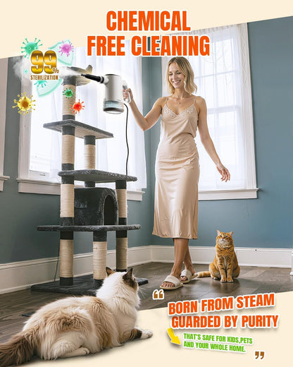 Handheld Steam Cleaner, 15s Fast Heating, Adjustable Steam, 650mL Large Water Tank, Pressurized Portable Steamer for Cleaning Home, Kitchen, Car, Bathroom, Tile, Furniture, Multi-Surface