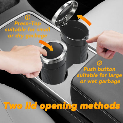 Car Trash Can Bin with Lid, Leakproof Garbage Can for Vehicle, Mini Trash Bin with 90 Attached Trash Bags, Easy to Clean Cup Holder Trash Can for Car, Home, Office