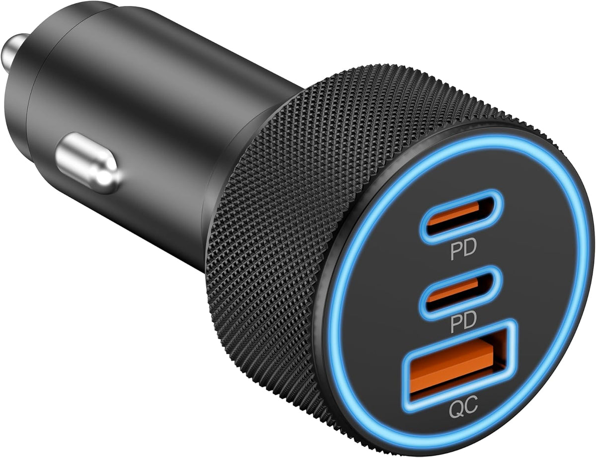 Car Charger USB C, 3-Port 67W Dual USB-C & USB-A Car Phone Charger Accessories Power Adapter Fast Charging Cigarette Lighter for iPhone 17/16/15/14/13/12/11 Pro Max, iPad, Galaxy S26/S25/S24, Android