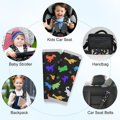 Seat Belt Cover Pad for Baby, Soft Seatbelt Cushion Covers for Kids 2Pcs Car Seat Strap Shoulder Pads for All Car Seats, Stroller, High Chair,Blue Dinosaur