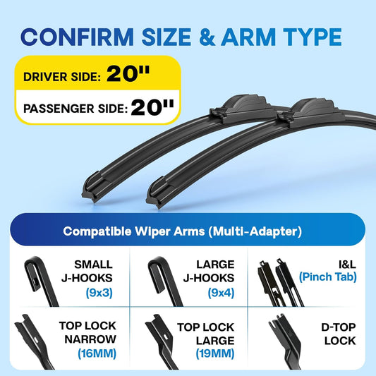 5 PLUS 22 Inch Windshield Wiper Blades 2 Pack(Pack Of 2), All-Season Performance Automotive Replacement Windshield Wiper Blades for My Car
