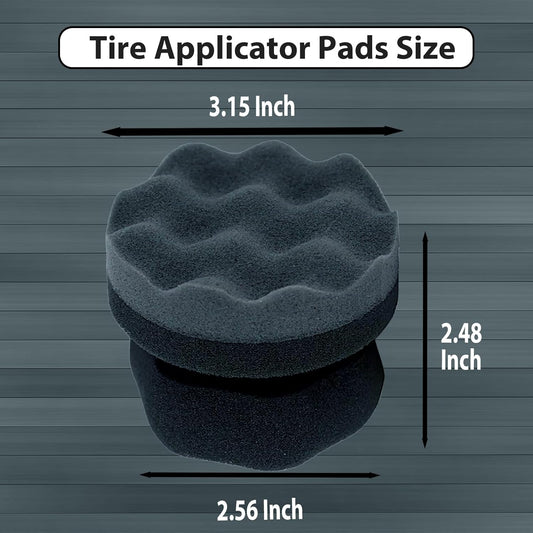 Tire Shine Applicator Pads, 2 Pcs Tire Dressing Applicator, Reusable Tire Shine Sponge Wave Contoured for Car Detailing, 3.15inch