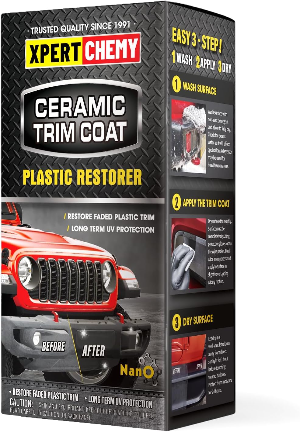 XPERTCHEMY Ceramic Trim Coat Kit, Plastic Restorer for Cars Ceramic Coating Wipes to Lasting Over 230 Washes,The Ceramic Coating Helps Improve Optical Clarity On Clear Car Plastic