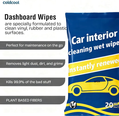 Car Protectant Wipes-Multi-Surface Cleaning Cloths, Interior Car Wipes with UV Protection Against Cracking and Fading, 60 Wipes