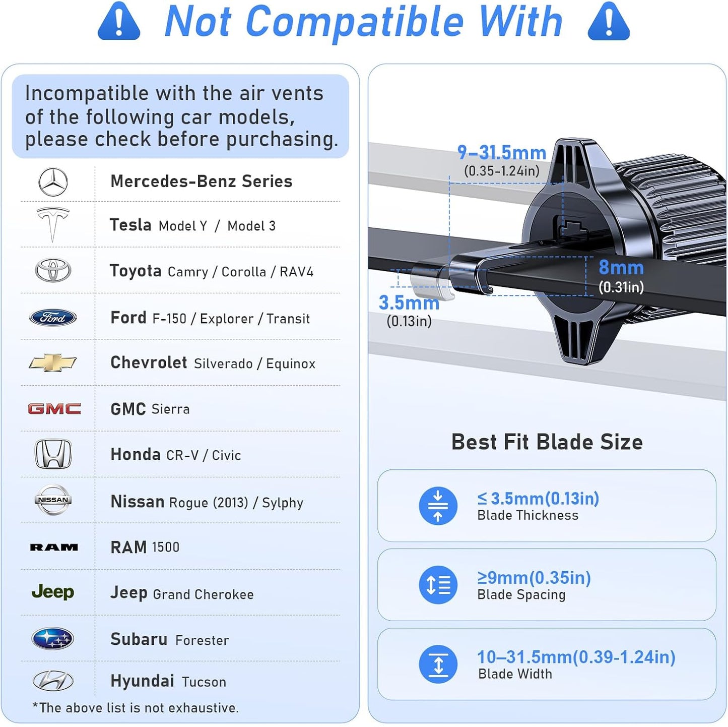 Blukar Car Phone Holder Mount, Super Stable Air Vent Cell Phone Car Mount with 2025 Metal Hook Clip, 360° Rotation,One Button Release for iPhone, Galaxy, Google, and All Other Smartphones