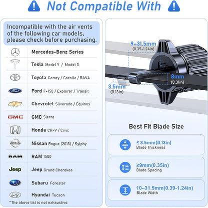 Blukar Car Phone Holder Mount, Super Stable Air Vent Cell Phone Car Mount with 2025 Metal Hook Clip, 360° Rotation,One Button Release for iPhone, Galaxy, Google, and All Other Smartphones
