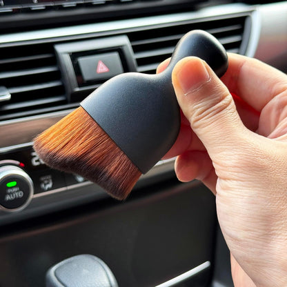 Car Detailing Brush, Soft Bristle Cleaning Brush, Scratch-Free Auto Duster Tool for Dashboard, Air Vents, Leather & Interior Cleaning (Black&Brown)