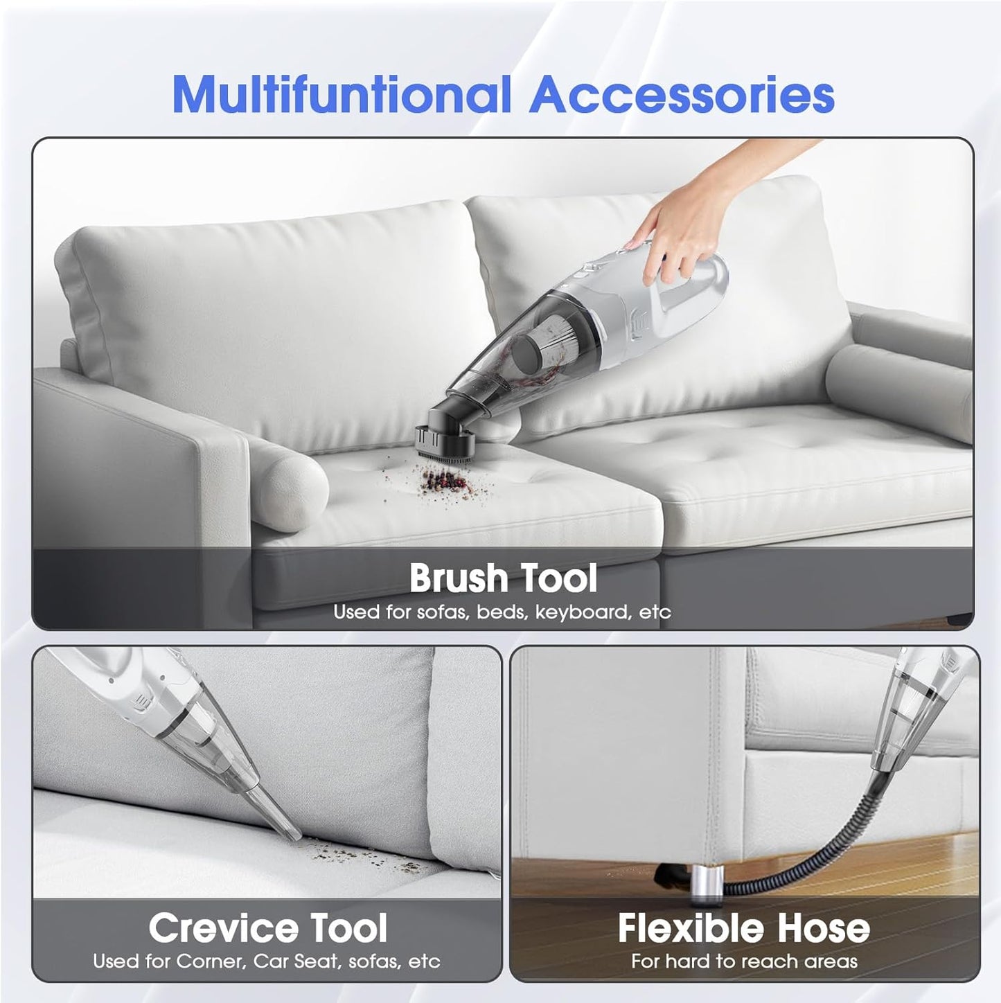 YOOHI Handheld Vacuum Cordless Rechargeable – 6000Pa Mini Hand Held Vacuum, LED Light, 20–25 Mins Runtime, USB Charging, 500ML Cup – Lightweight Small Vacuum Cleaner Cordless for Car/Office/Home