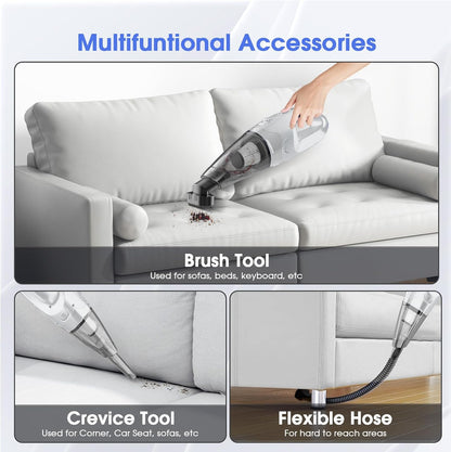 YOOHI Handheld Vacuum Cordless Rechargeable – 6000Pa Mini Hand Held Vacuum, LED Light, 20–25 Mins Runtime, USB Charging, 500ML Cup – Lightweight Small Vacuum Cleaner Cordless for Car/Office/Home