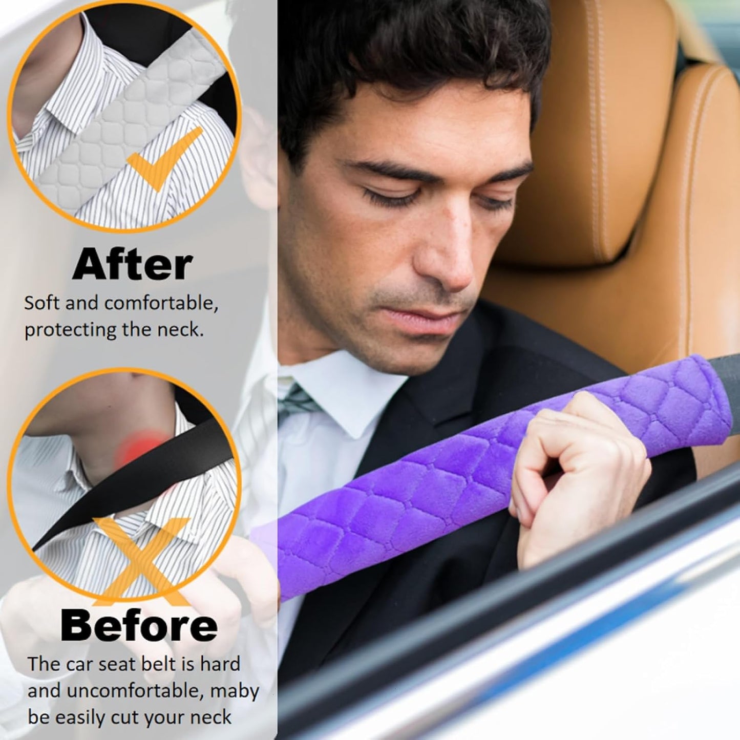 5 Pack Soft Car Seat Belt Cover Protector Comfort Auto Seatbelt Pads Strap Cushion Protecting Neck Shoulder Sedan SUV Trucks Car Interior Accessories for Adults Women Men 11 Inch Black