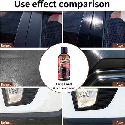 Car Plastic Restorer - Ceramic Crystal Coating Technology, Quickly Repair Fading Bumpers, Plastic and Rubber, Back to Black Shine，Black Trim Restorer with Effects Lasting up to 6 Months