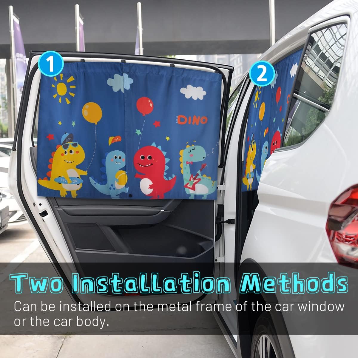 Car Window Shades, 2 PCS Magnetic Double Layer Auto Sun Shade for Side Windows Privacy Full Covers/Half Shade Options Back Car Window Curtains for Baby Protection