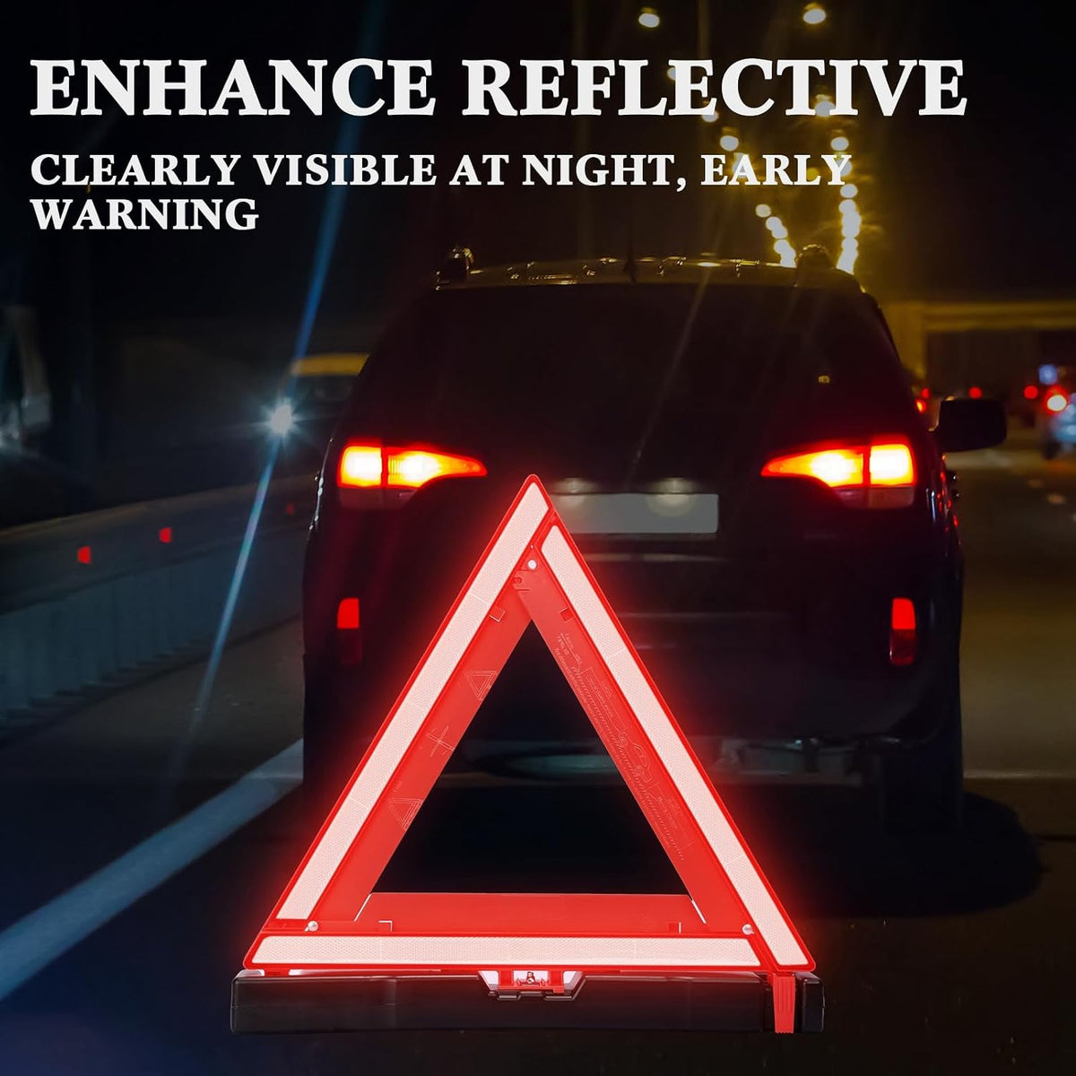 Kanayu 12 Pcs Warning Triangle Dot Approved Foldable Emergency Safety Triangles Reflective Road Safety Triangle with Carrying Case Heavy Base Roadside Warning Sign for Car Truck